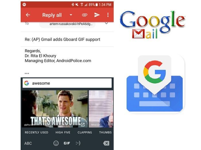 Enviar GIFs en Gmail con GBoard es posible